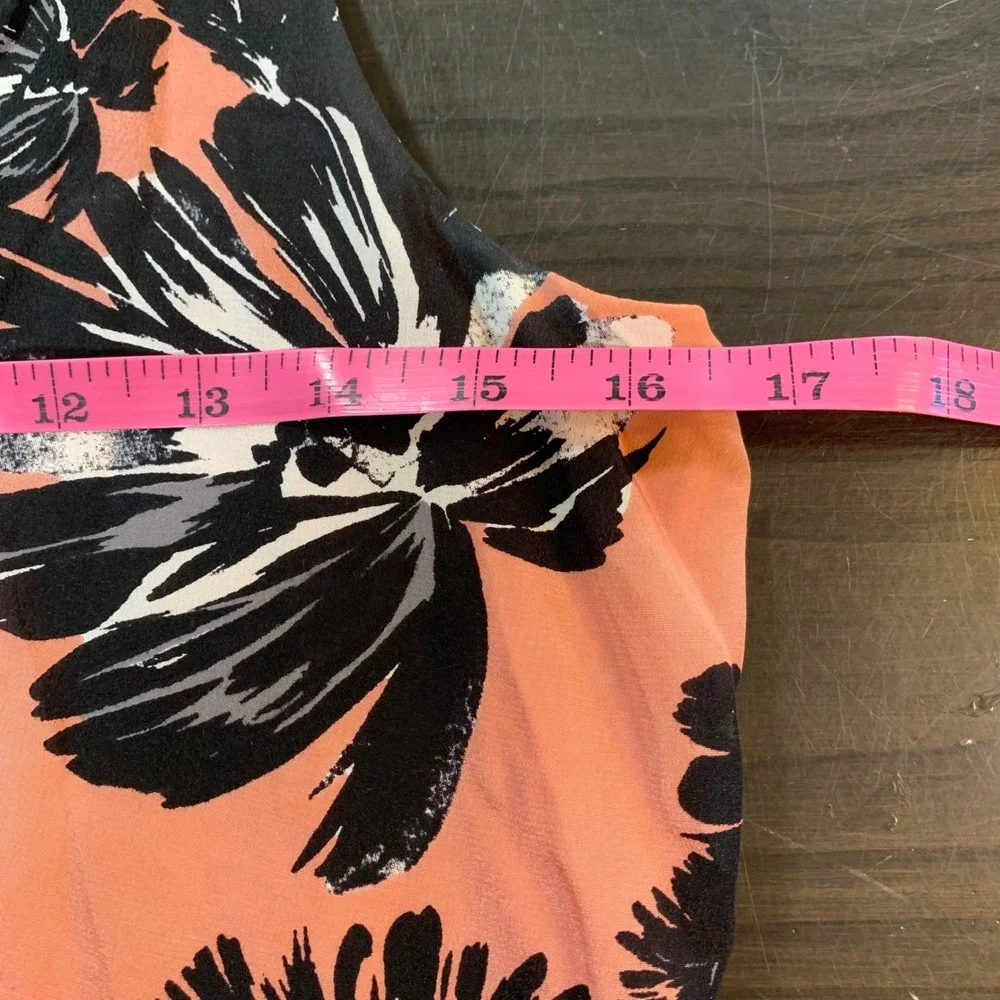 Rebecca Taylor Silk Floral Sleeveless Peplum Top Pink Black Size 2‎ Soft Grunge - Picture 7 of 10